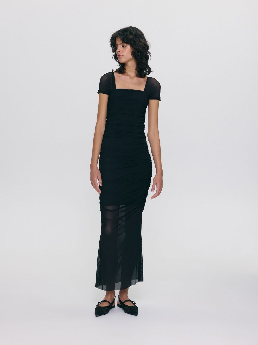 Kleid mit Raffung - schwarz - RESERVED - 2