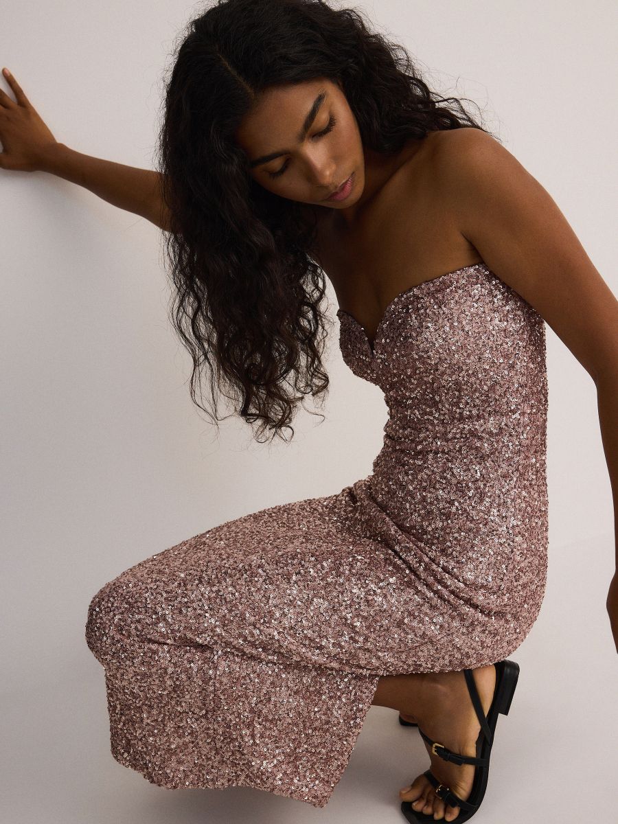 Sequin midi dress - pastel pink - RESERVED - 3