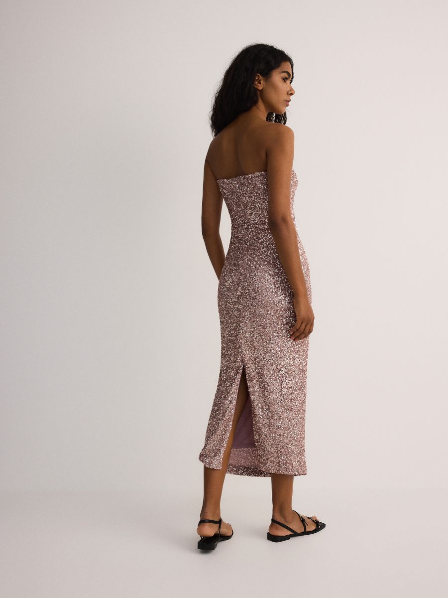 Sequin midi dress - pastel pink - RESERVED - 5