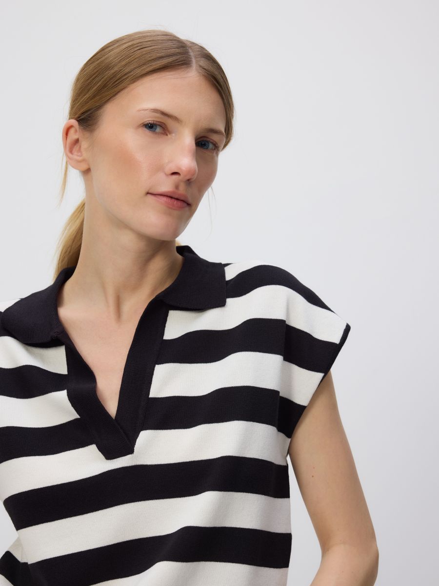 Blouse with open collar - multicolor - RESERVED - 3