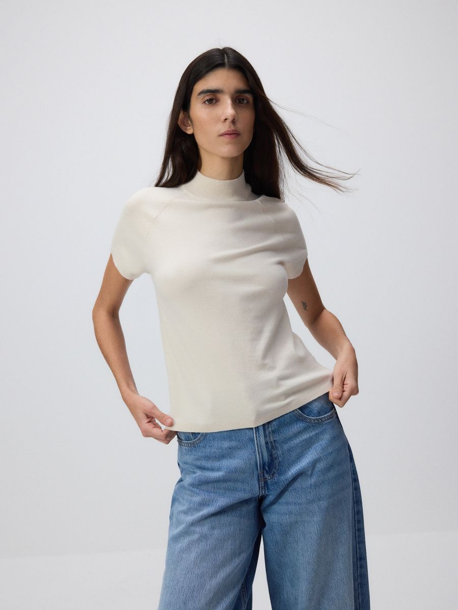 Sweater with viscose blend - nude - RESERVED - 3