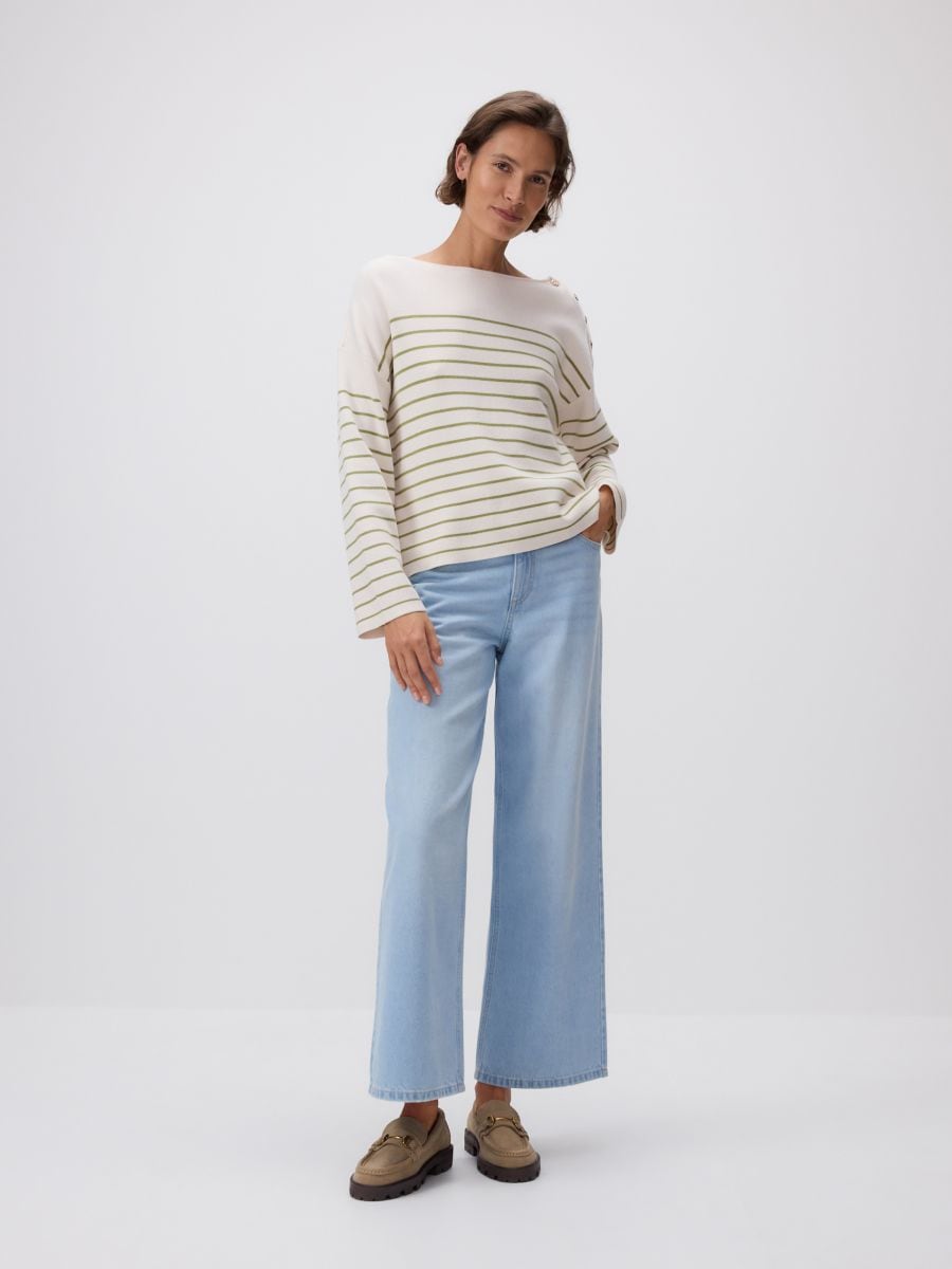 Striped sweater with buttons - light olive - RESERVED - 3