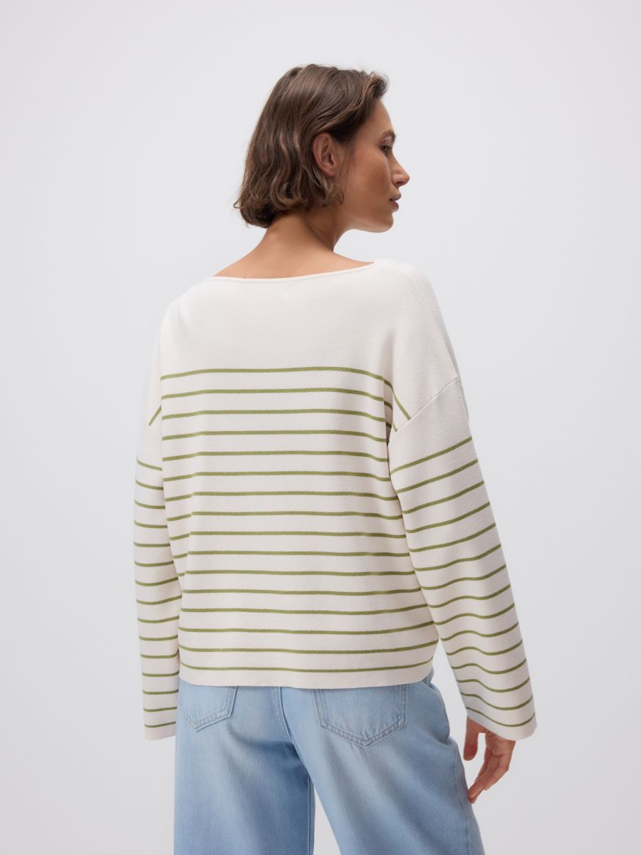 Striped sweater with buttons - light olive - RESERVED - 5