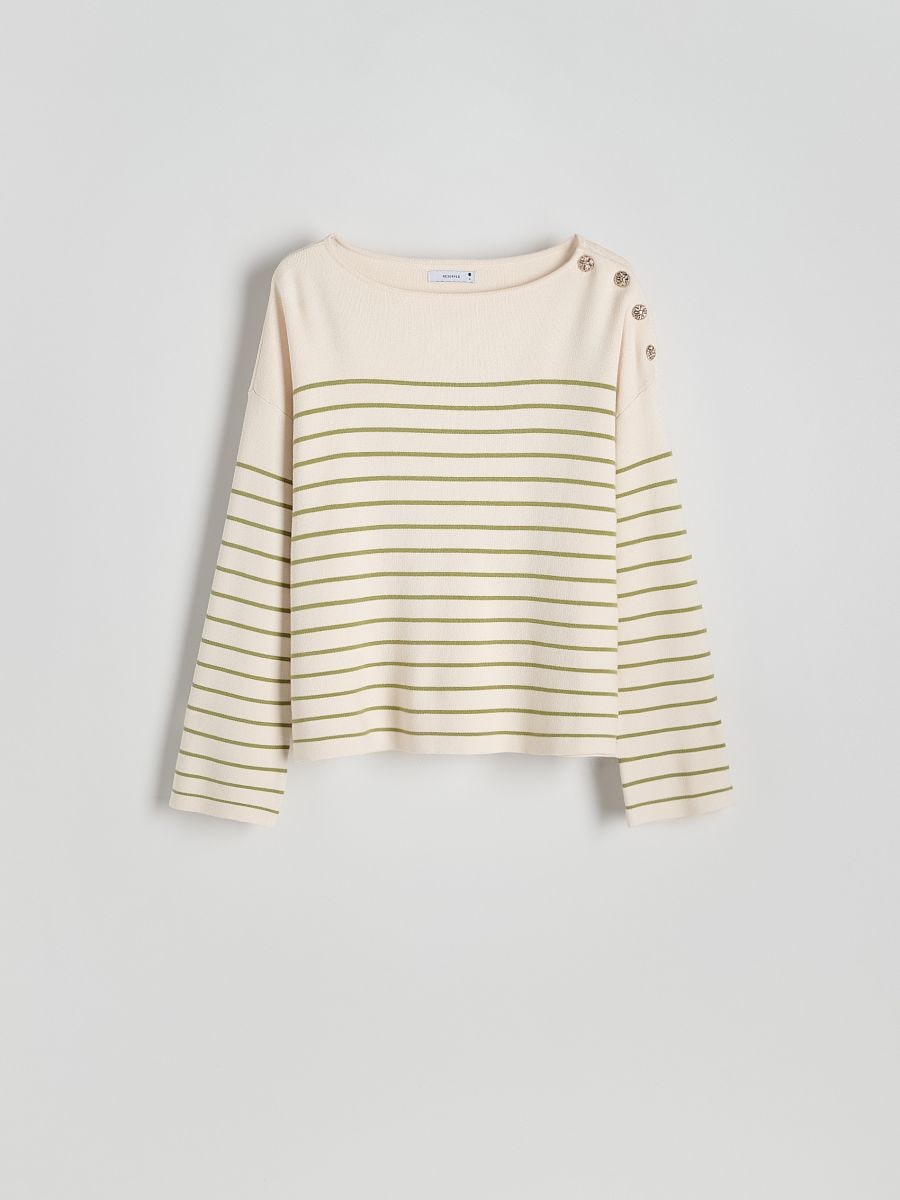 Striped sweater with buttons - light olive - RESERVED - 6