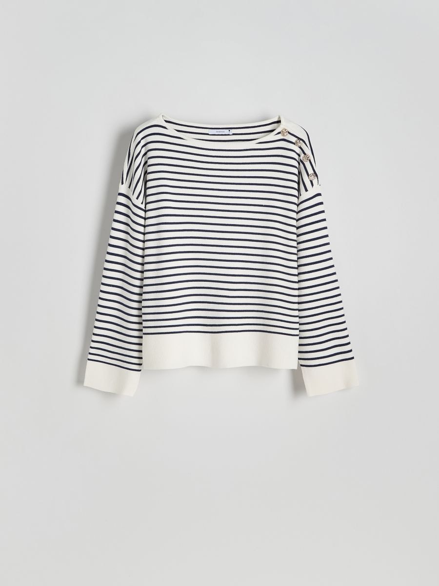 Striped sweater with buttons - multicolor - RESERVED - 6