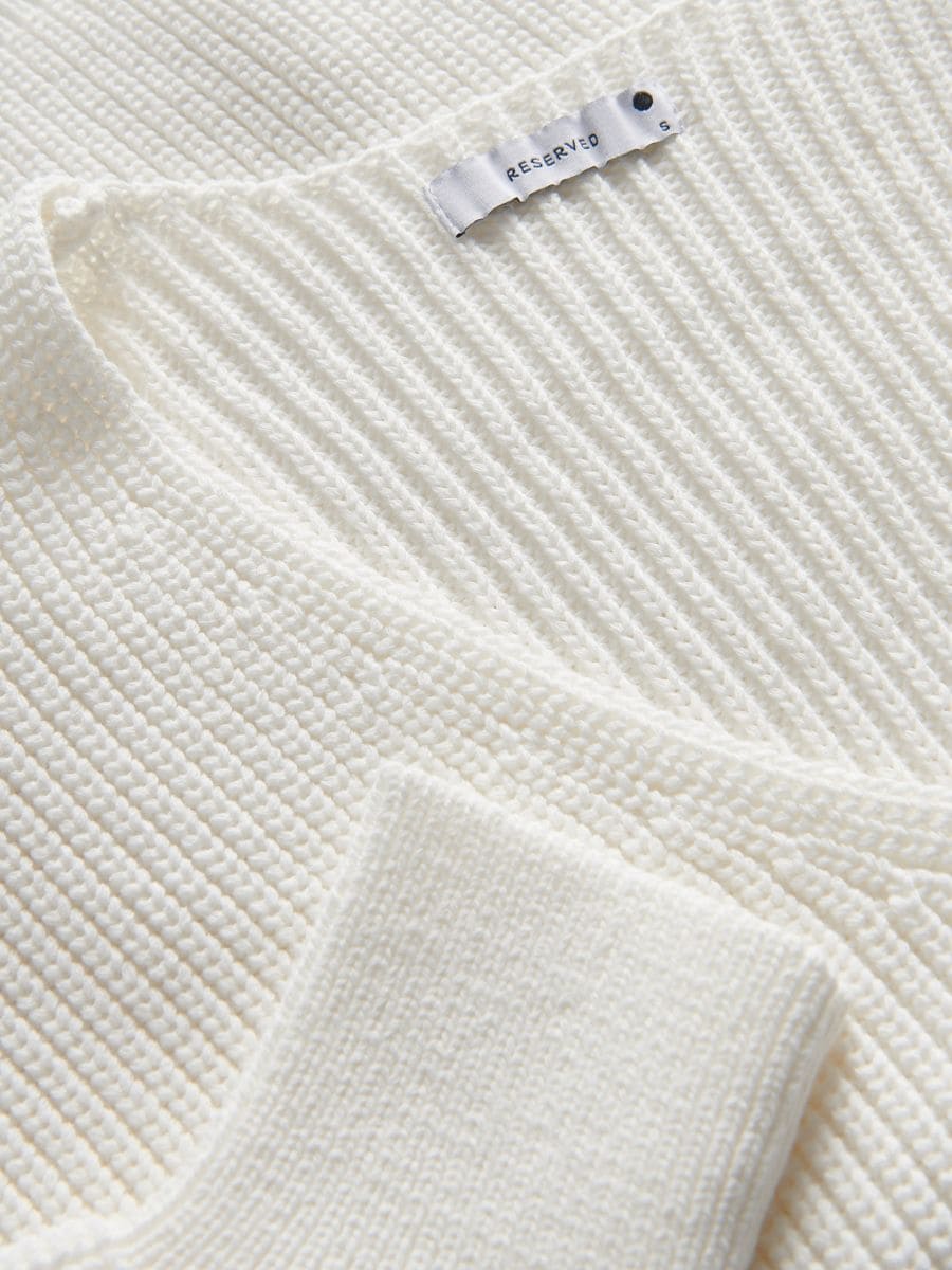 Pull à col en V - crème - RESERVED - 6