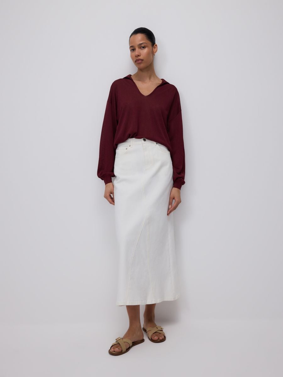 Jumper with collar - dark violet - RESERVED - 3