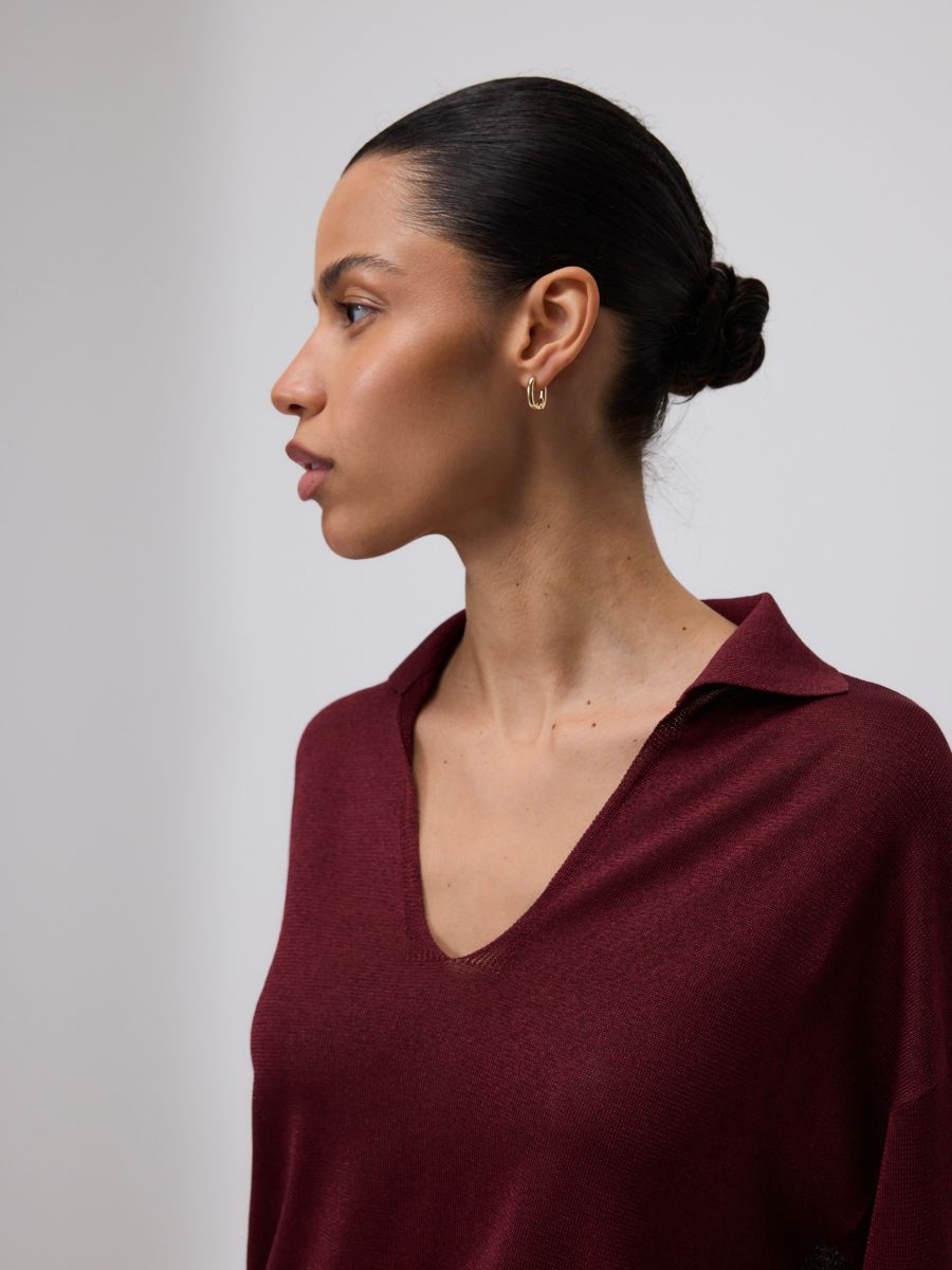 Jumper with collar - dark violet - RESERVED - 4