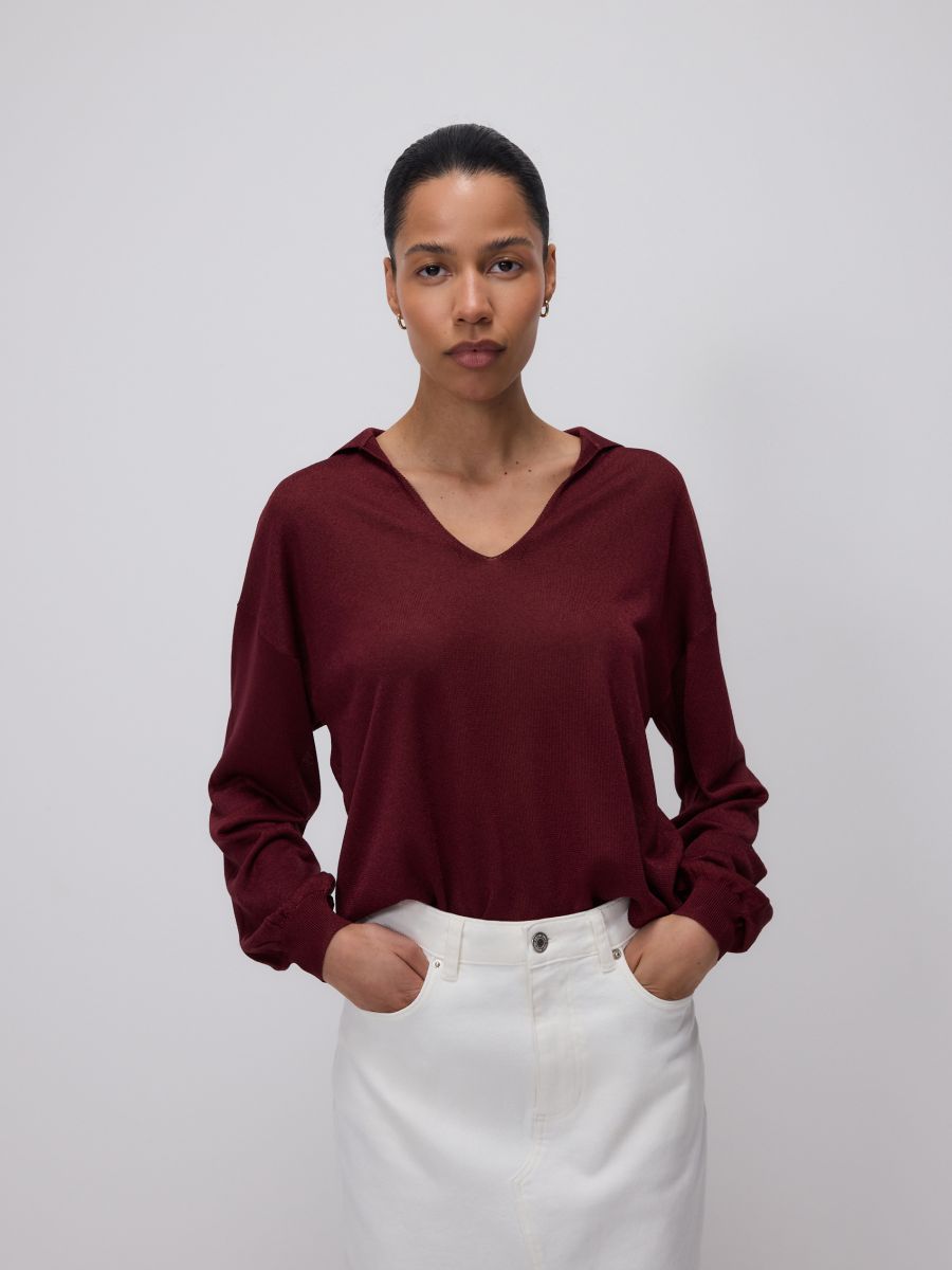 Jumper with collar - dark violet - RESERVED - 2