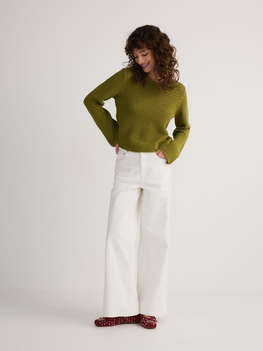 Pull ajouré - vert olive clair - RESERVED - 3