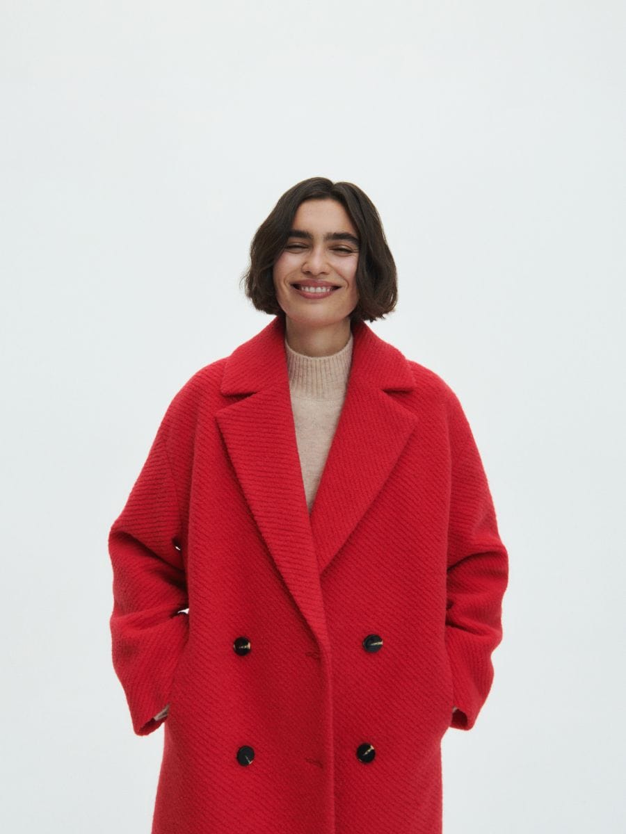 Wool blend double-breasted coat - red - RESERVED - 6