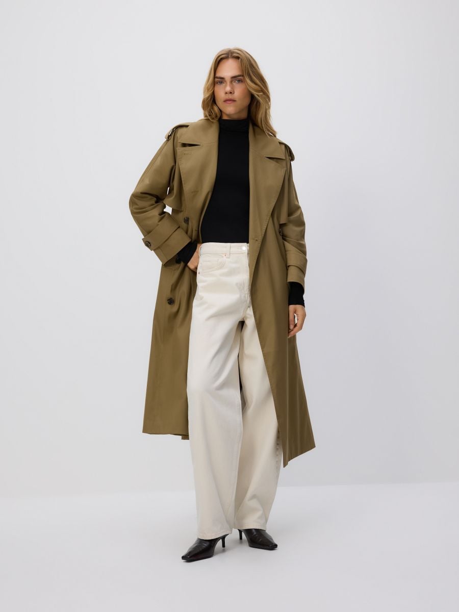 Mantil s dvorednim kopčanjem - zeleno - RESERVED