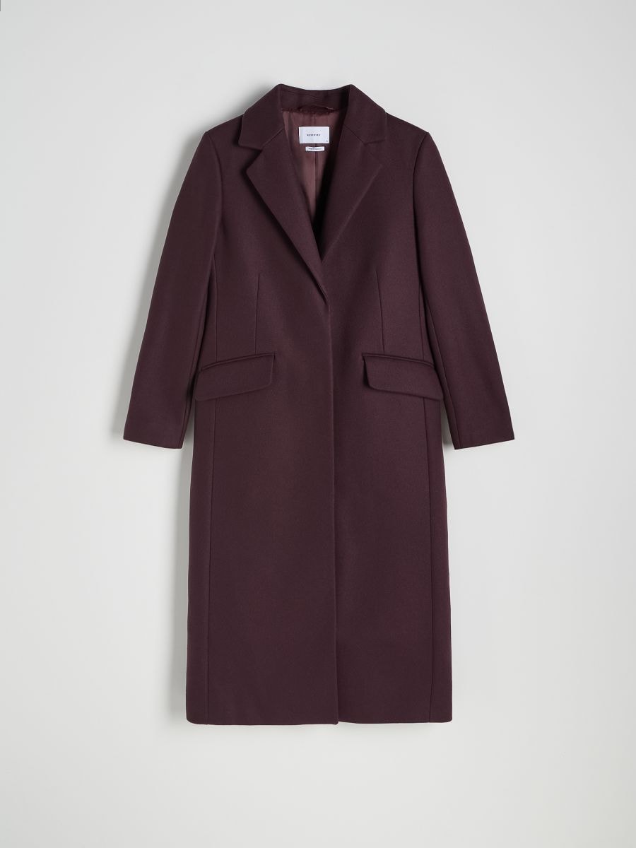 Classic wool rich coat - burgundy - RESERVED