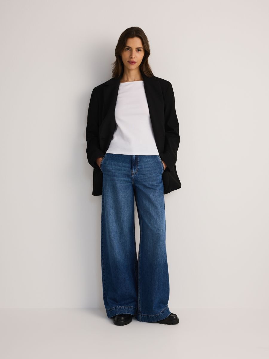 Maglia in cotone a maniche lunghe - panna - RESERVED - 3