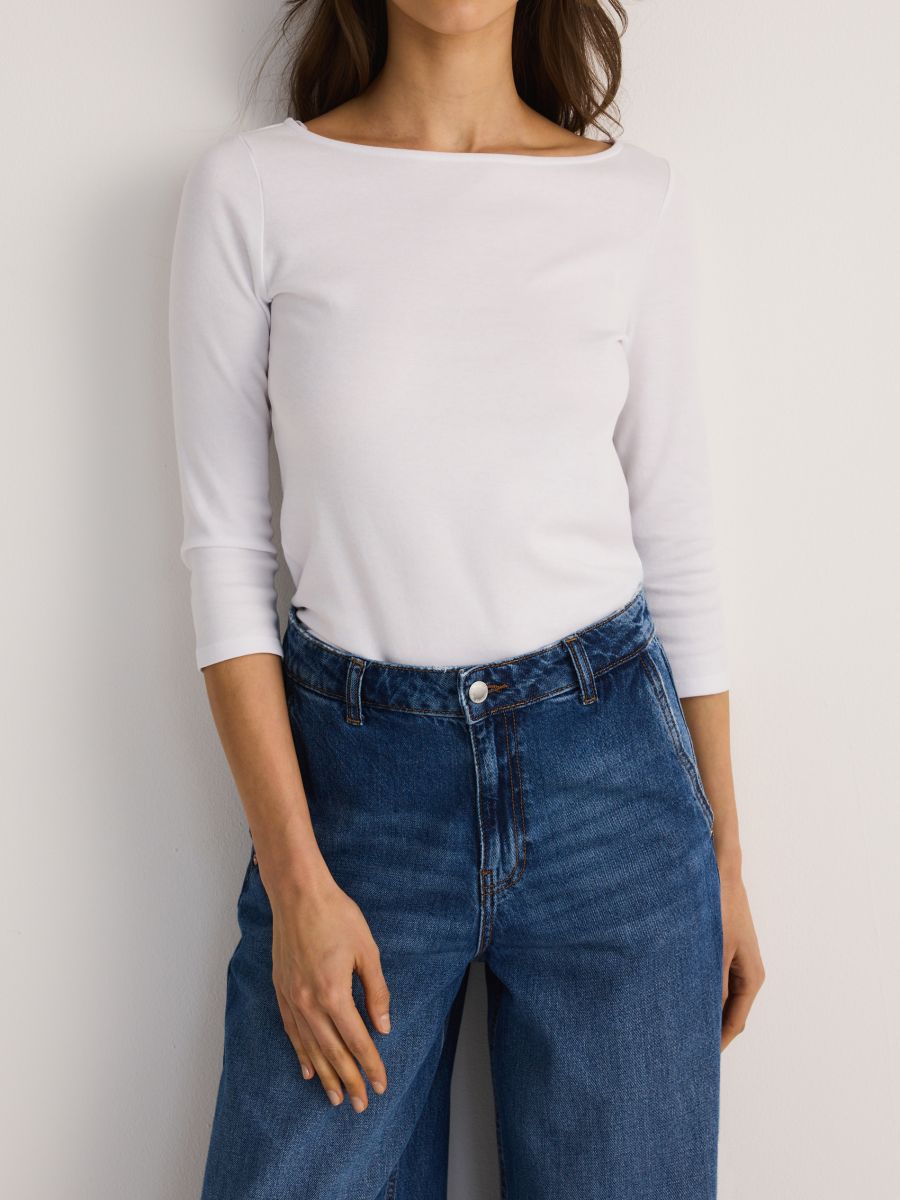 Langarmshirt aus Baumwolle - creme - RESERVED