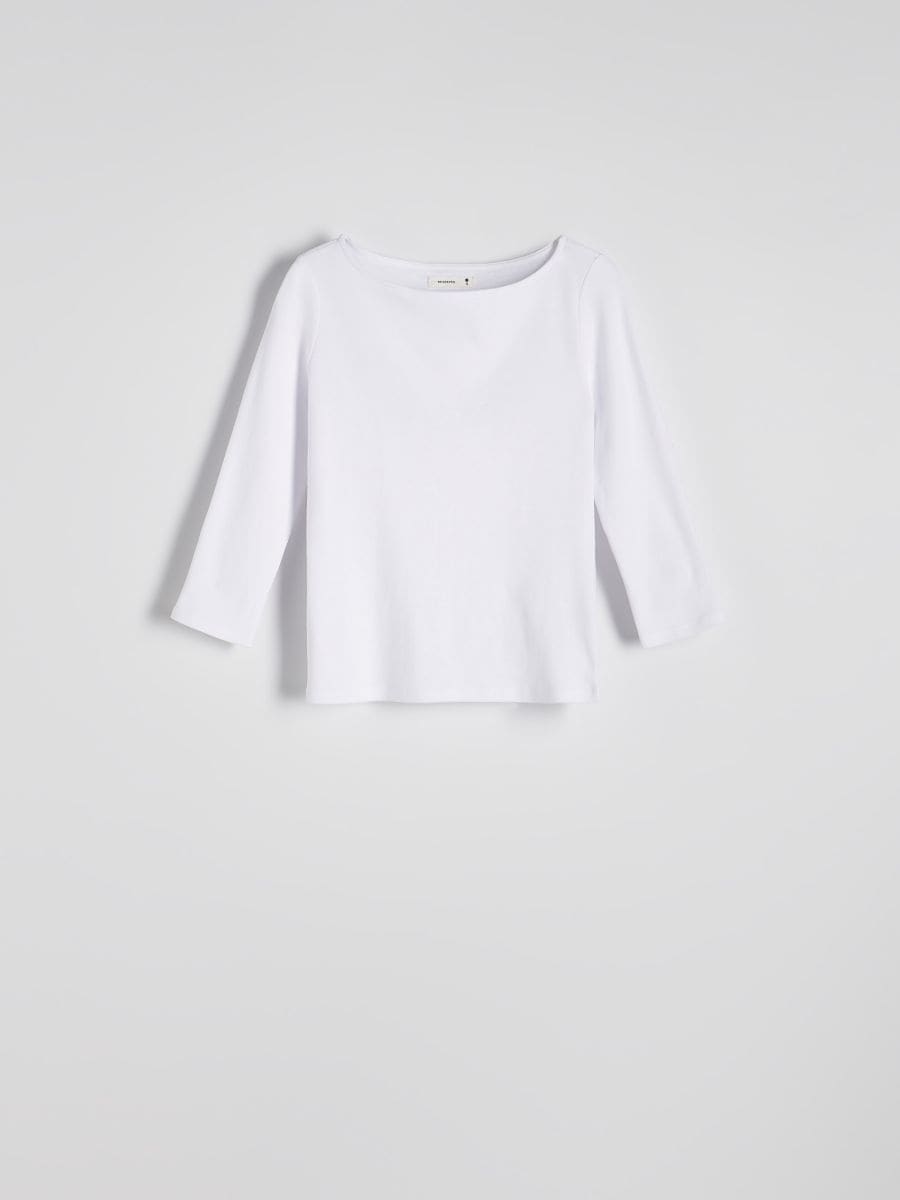Maglia in cotone a maniche lunghe - panna - RESERVED - 5