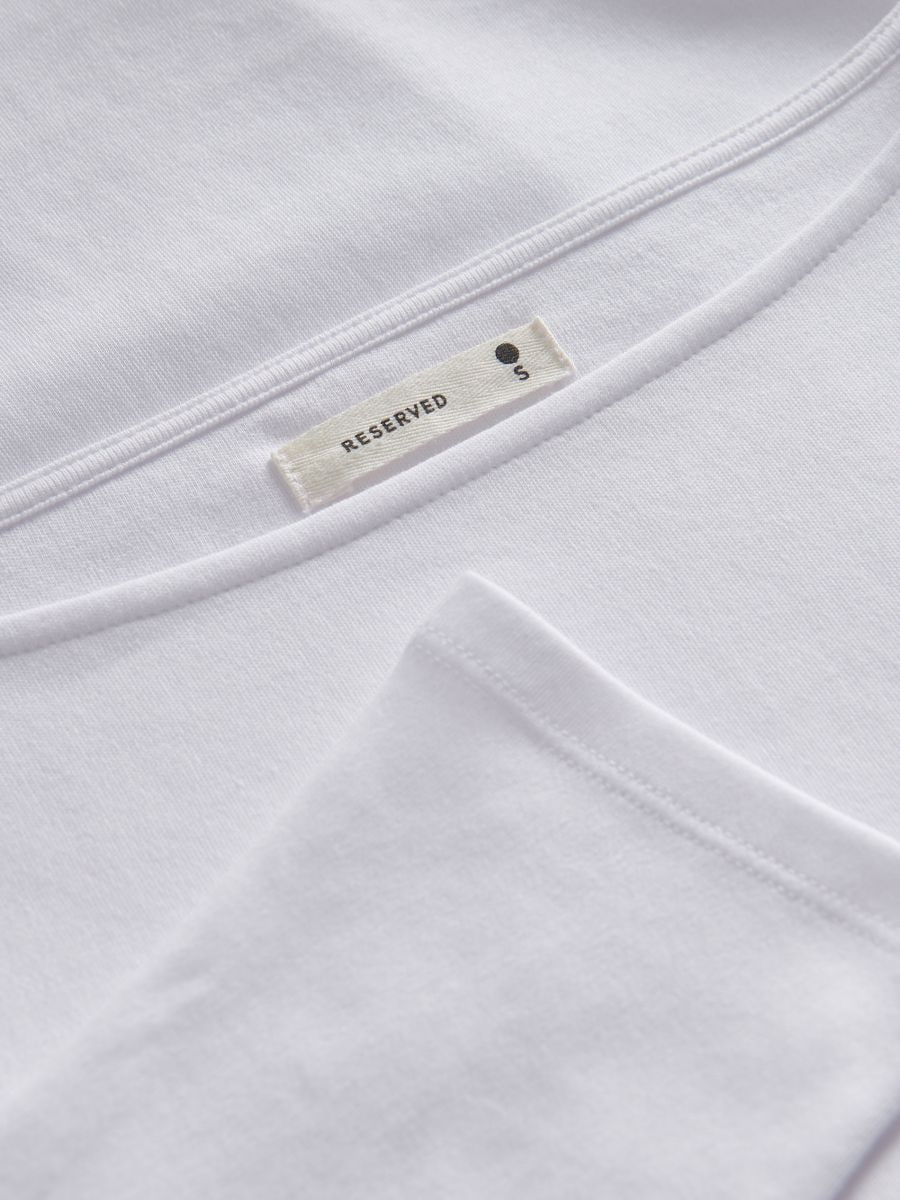 Maglia in cotone a maniche lunghe - panna - RESERVED - 6