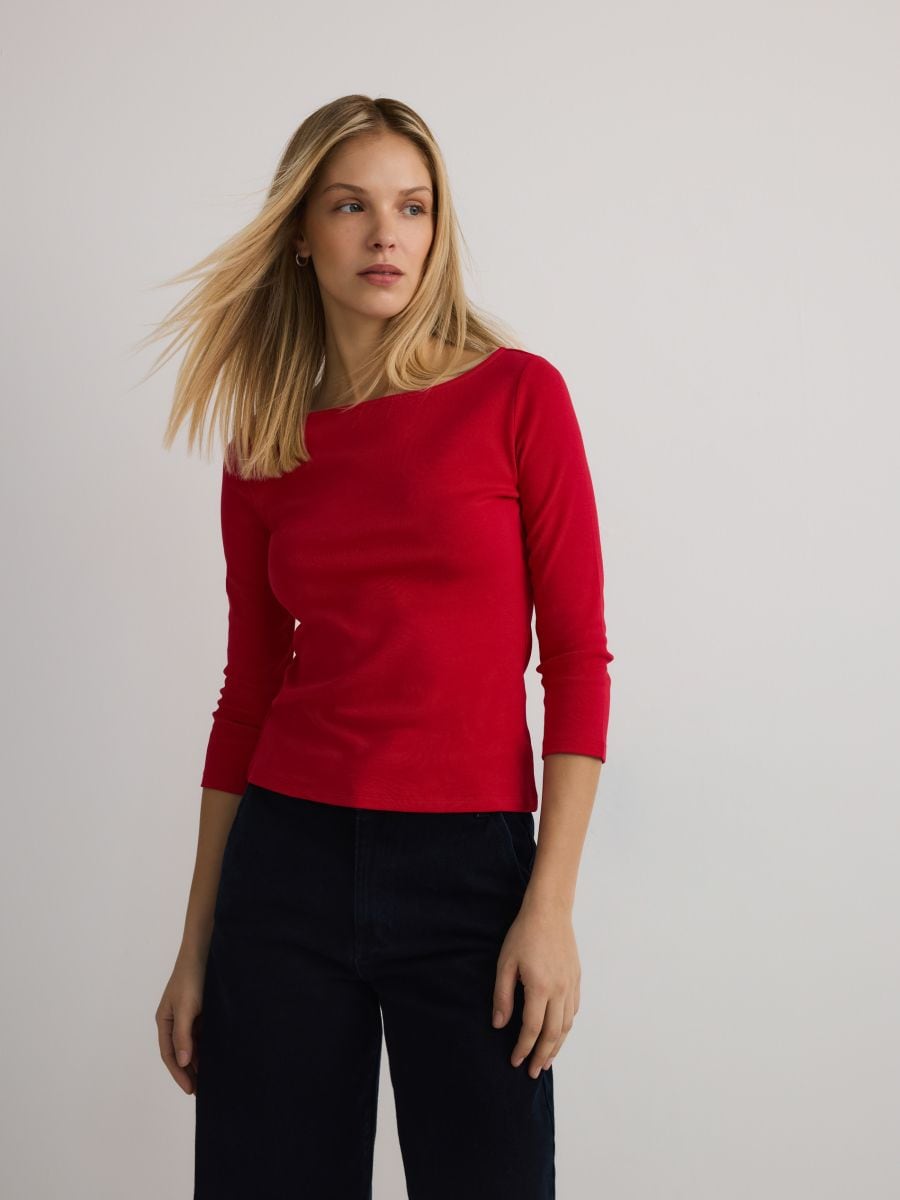 Cotton long sleeve T-shirt - red - RESERVED