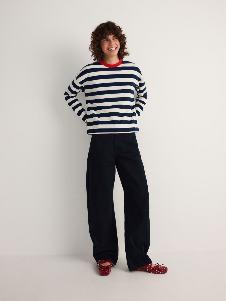 Bluza regular w paski - granatowy - RESERVED