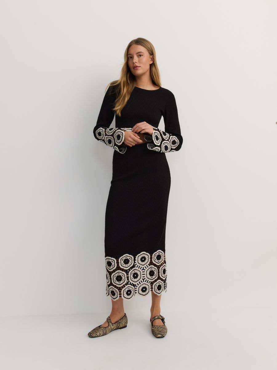 Short sweater with openwork sleeves - black - RESERVED - 2