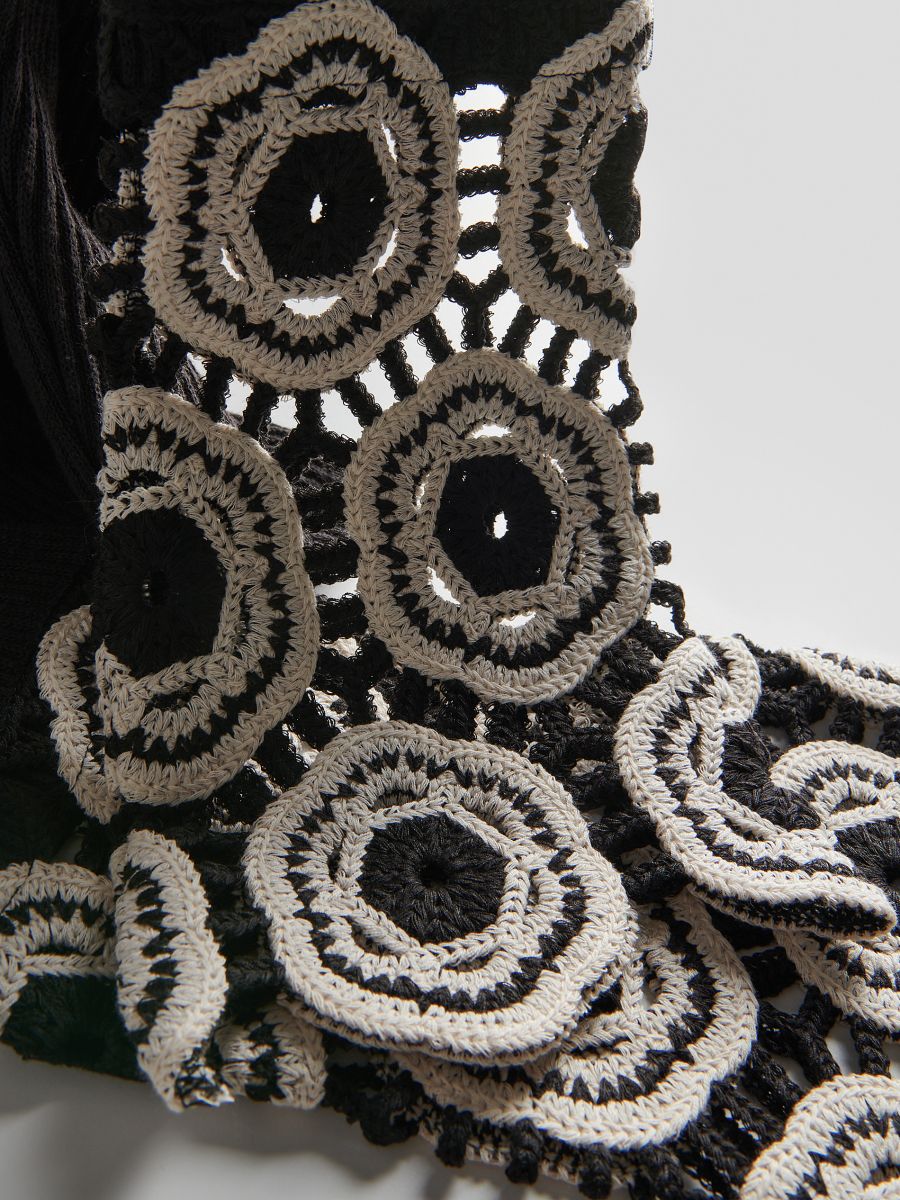 Short sweater with openwork sleeves - black - RESERVED - 7
