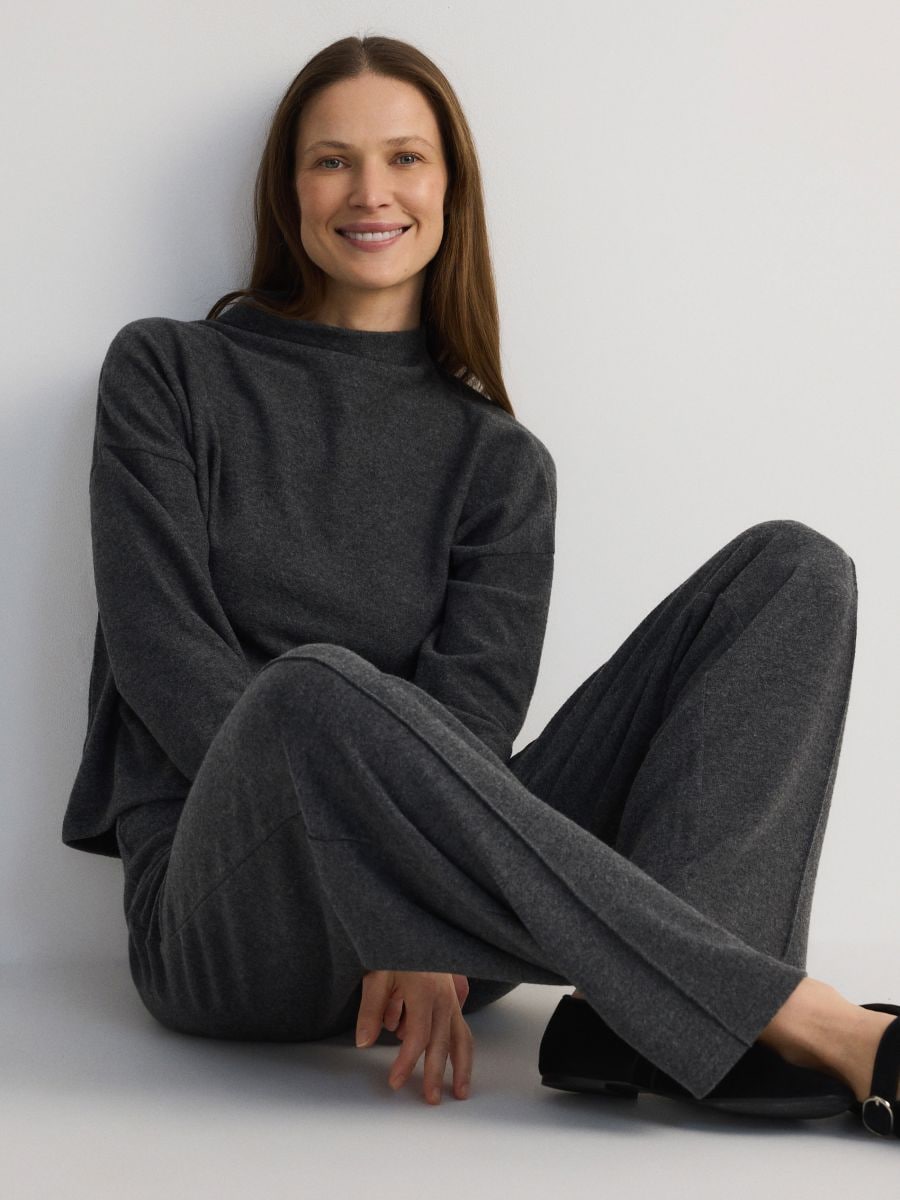 Jersey blouse with turtle neck - dark grey - RESERVED - 5