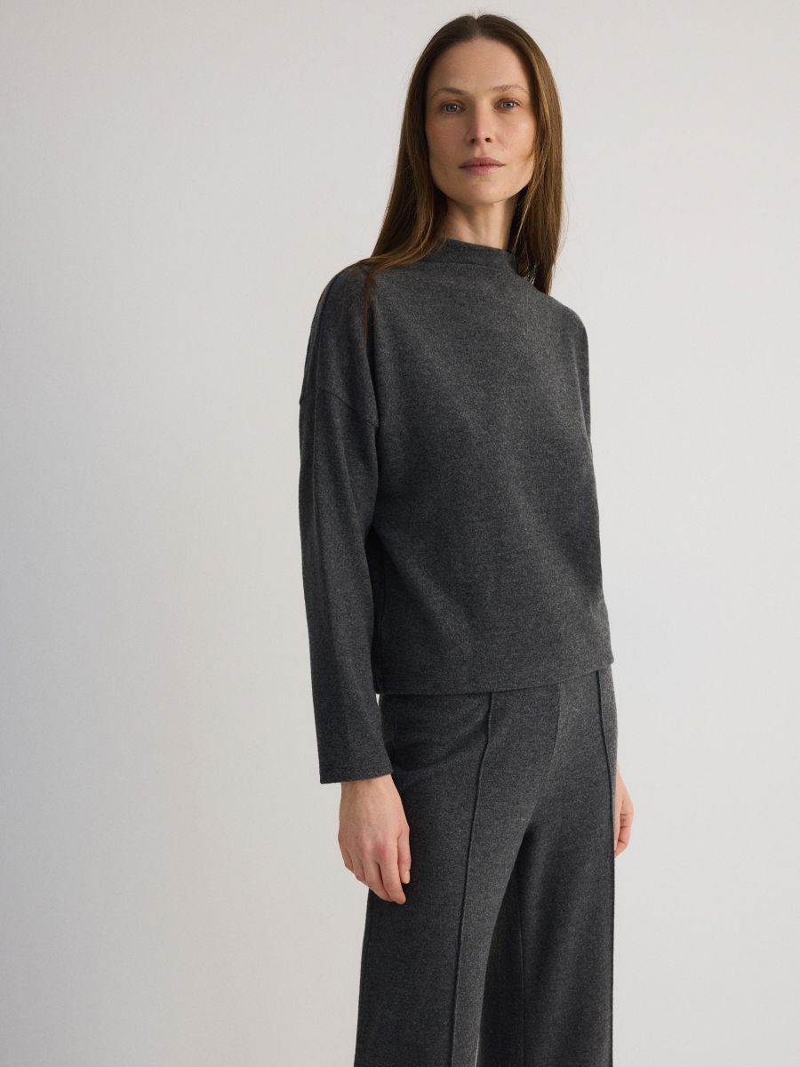 Jersey blouse with turtle neck - dark grey - RESERVED - 2