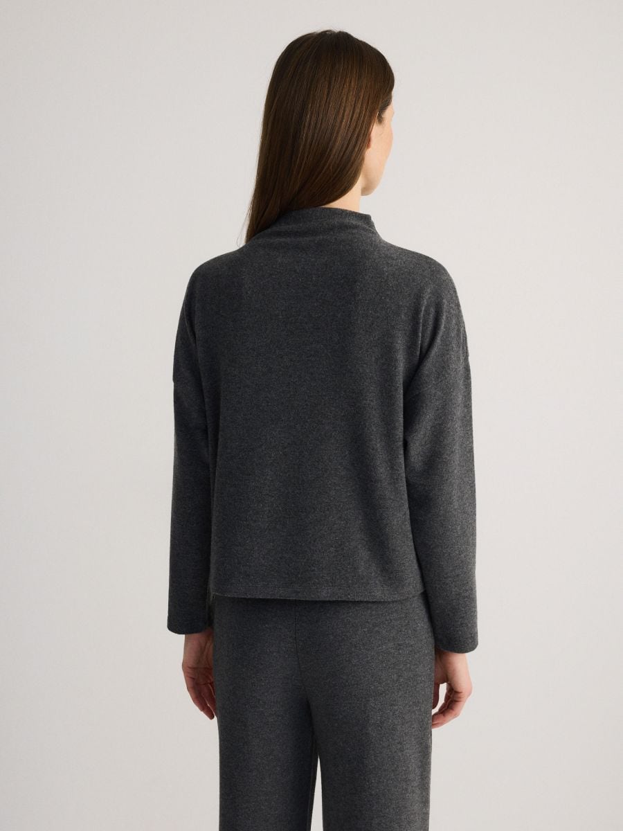 Jersey blouse with turtle neck - dark grey - RESERVED - 4