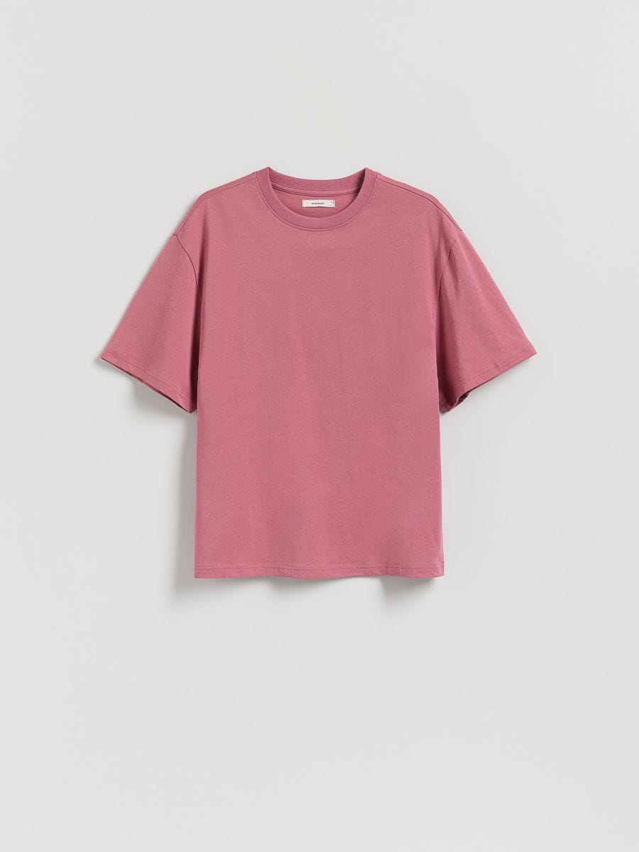 Oversized t-shirt i bomuldsrigt stof - mauve - RESERVED