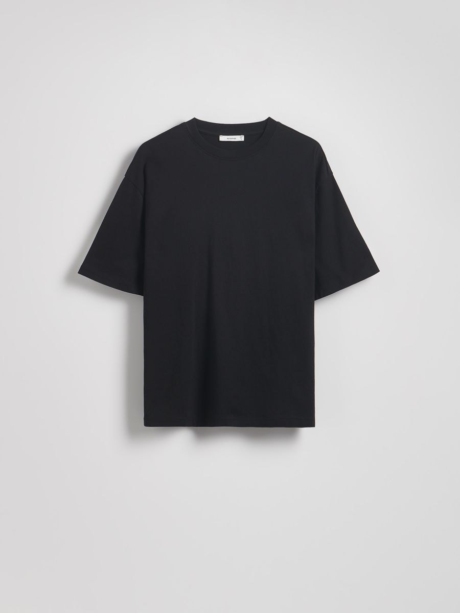 Oversized, pamutban gazdag póló - fekete - RESERVED