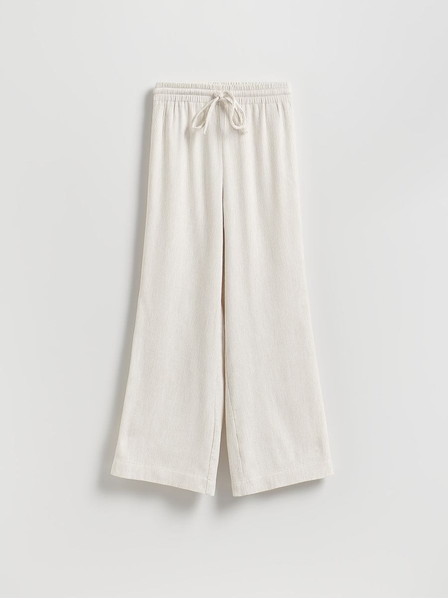 Lockere Hose mit Bindegürtel - creme - RESERVED - 4