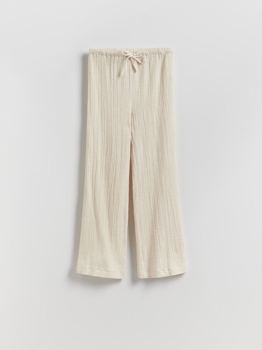 Trousers with linen blend - beige - RESERVED - 2