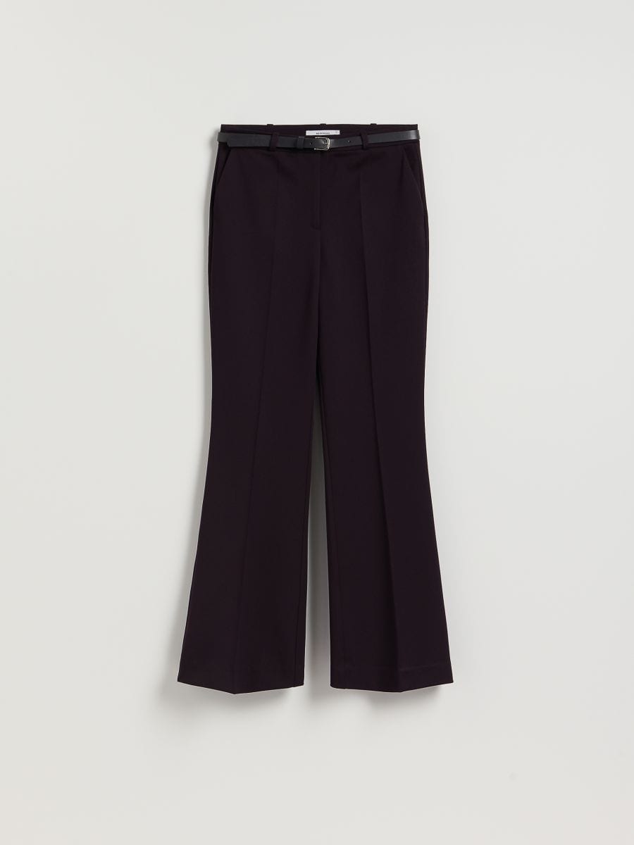Flare trousers with belt - dark brown - RESERVED
