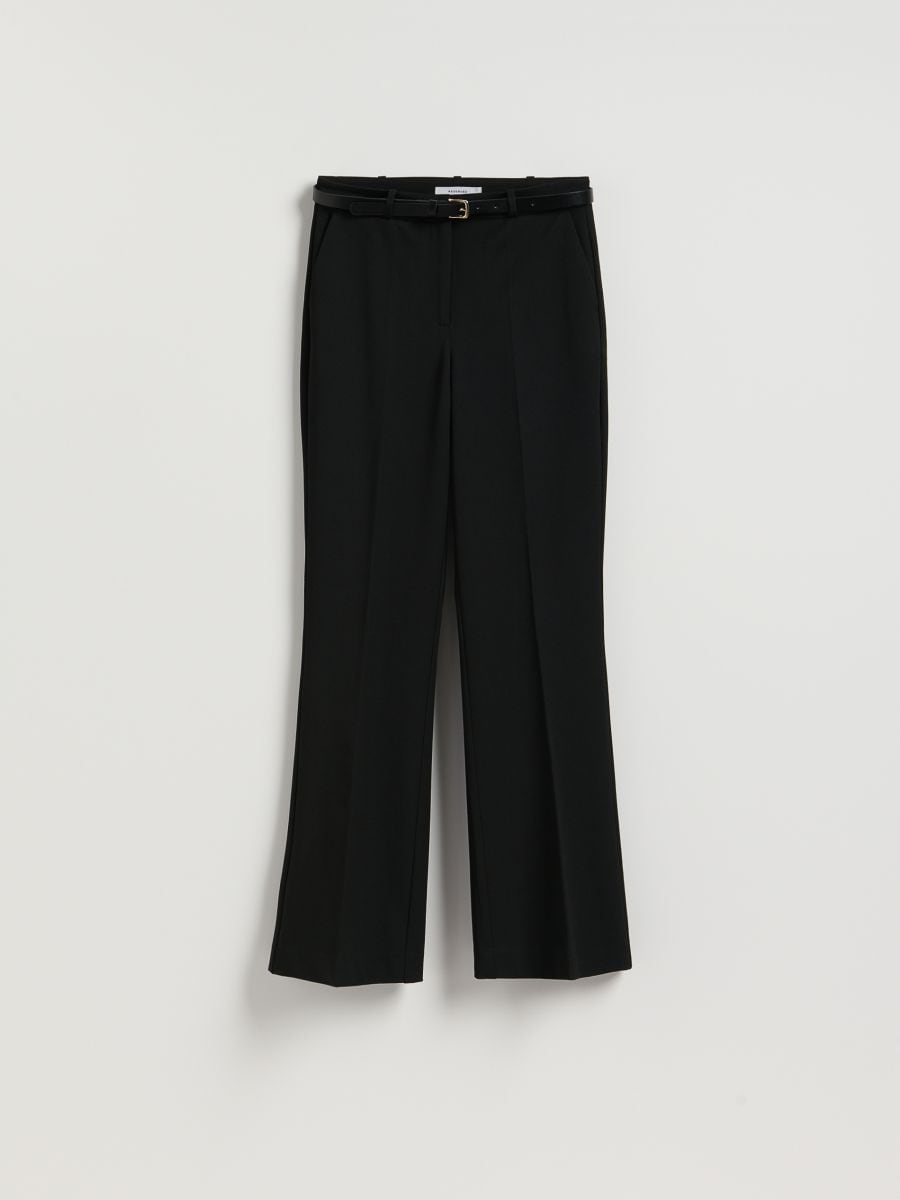 Flare trousers with belt - black - RESERVED