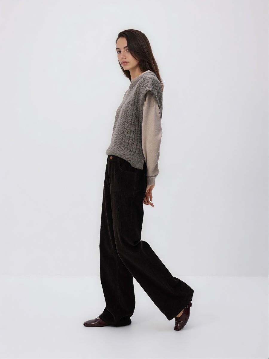 Вельветові штани - темно коричневий - RESERVED