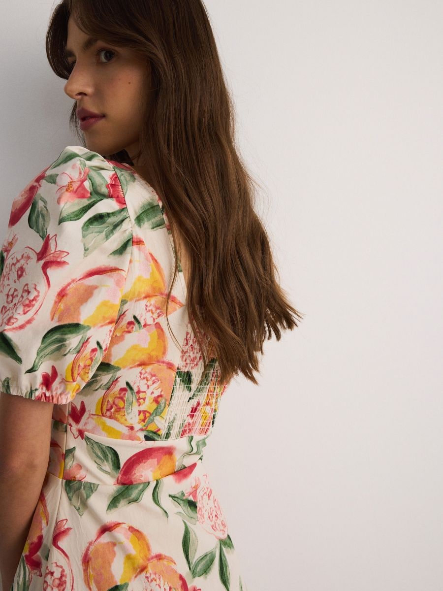 Midi dress with puff sleeves - multicolor - RESERVED - 2