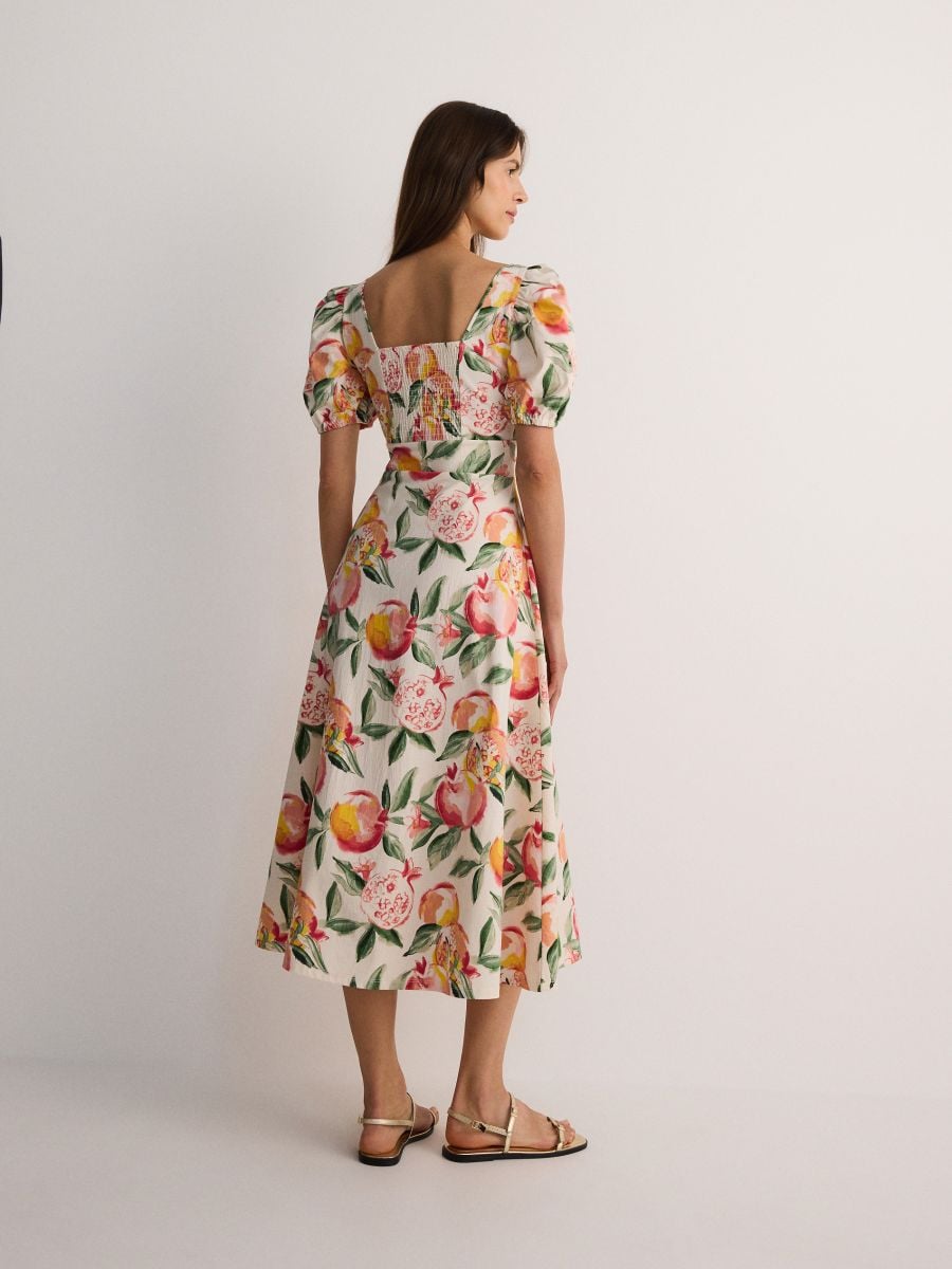 Midi dress with puff sleeves - multicolor - RESERVED - 4