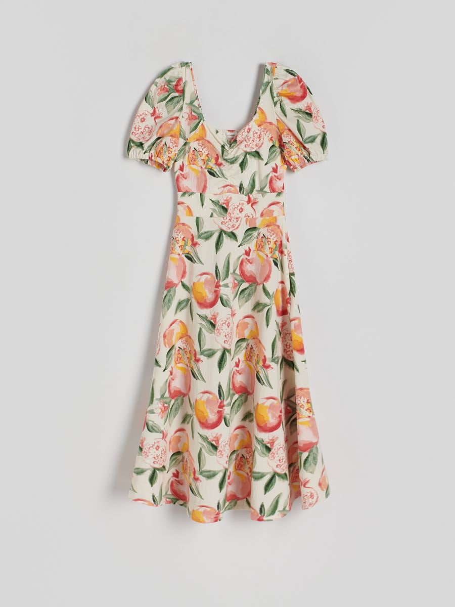 Midi dress with puff sleeves - multicolor - RESERVED - 5