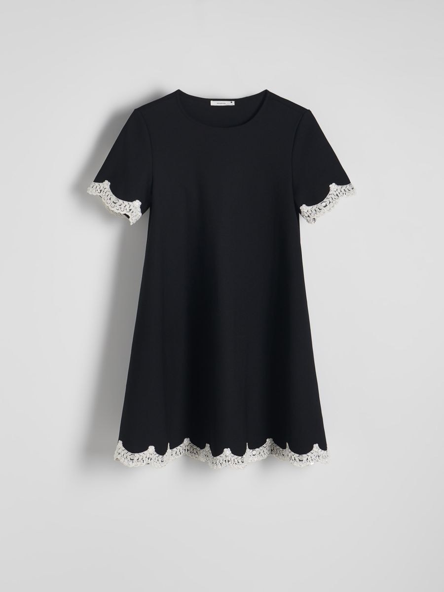 Vestito con pizzo a contrasto - nero - RESERVED - 5