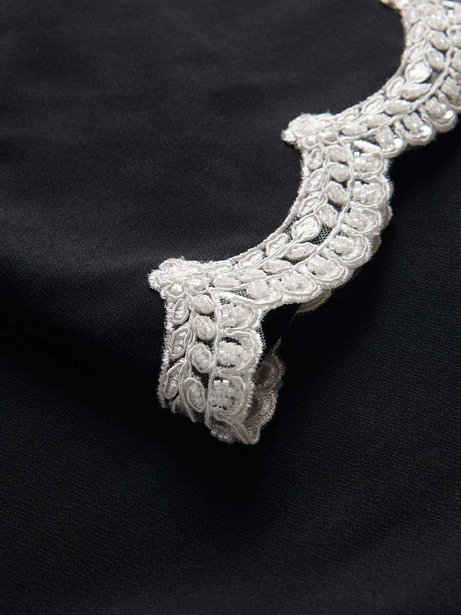 Vestito con pizzo a contrasto - nero - RESERVED - 6