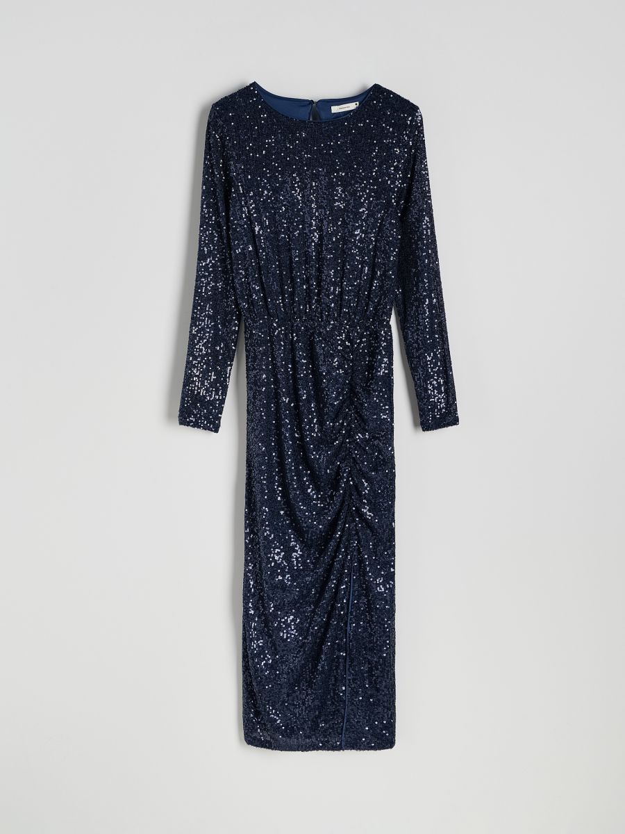 Sequin dress with draping - navy - RESERVED - 5