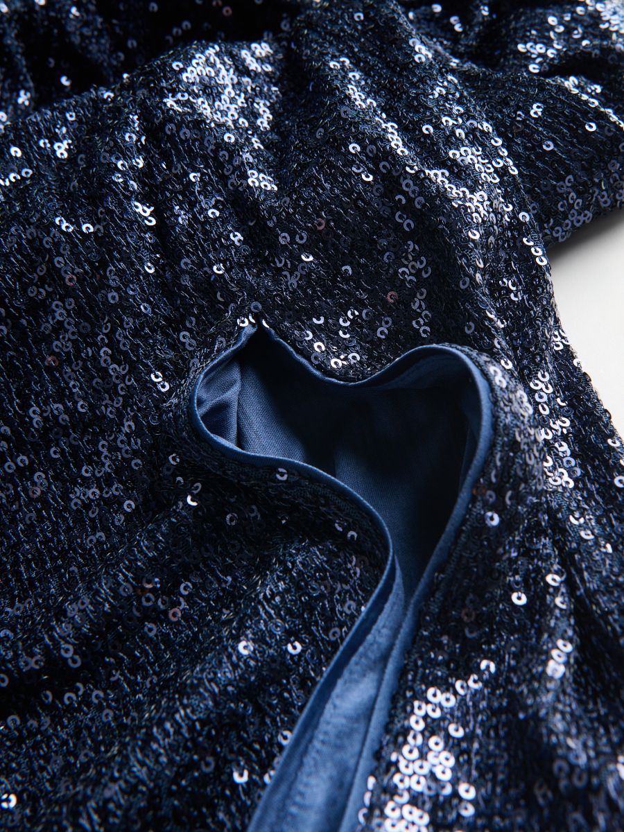 Sequin dress with draping - navy - RESERVED - 6
