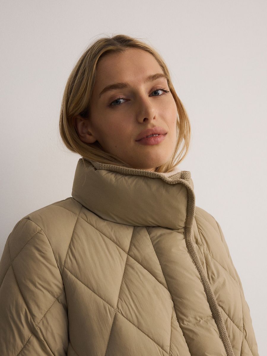 Padded jacket with collar - light olive - RESERVED - 3