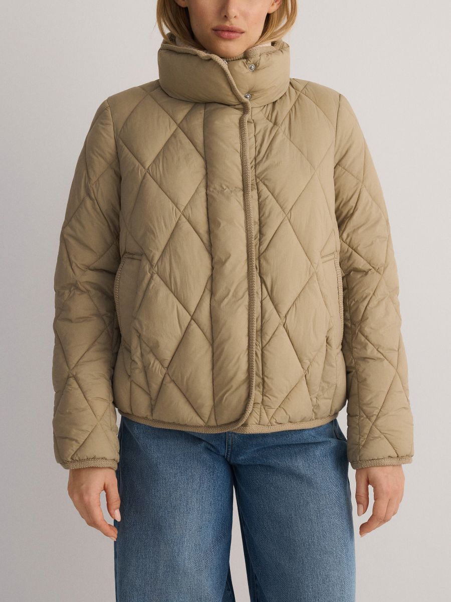 Padded jacket with collar - light olive - RESERVED - 4
