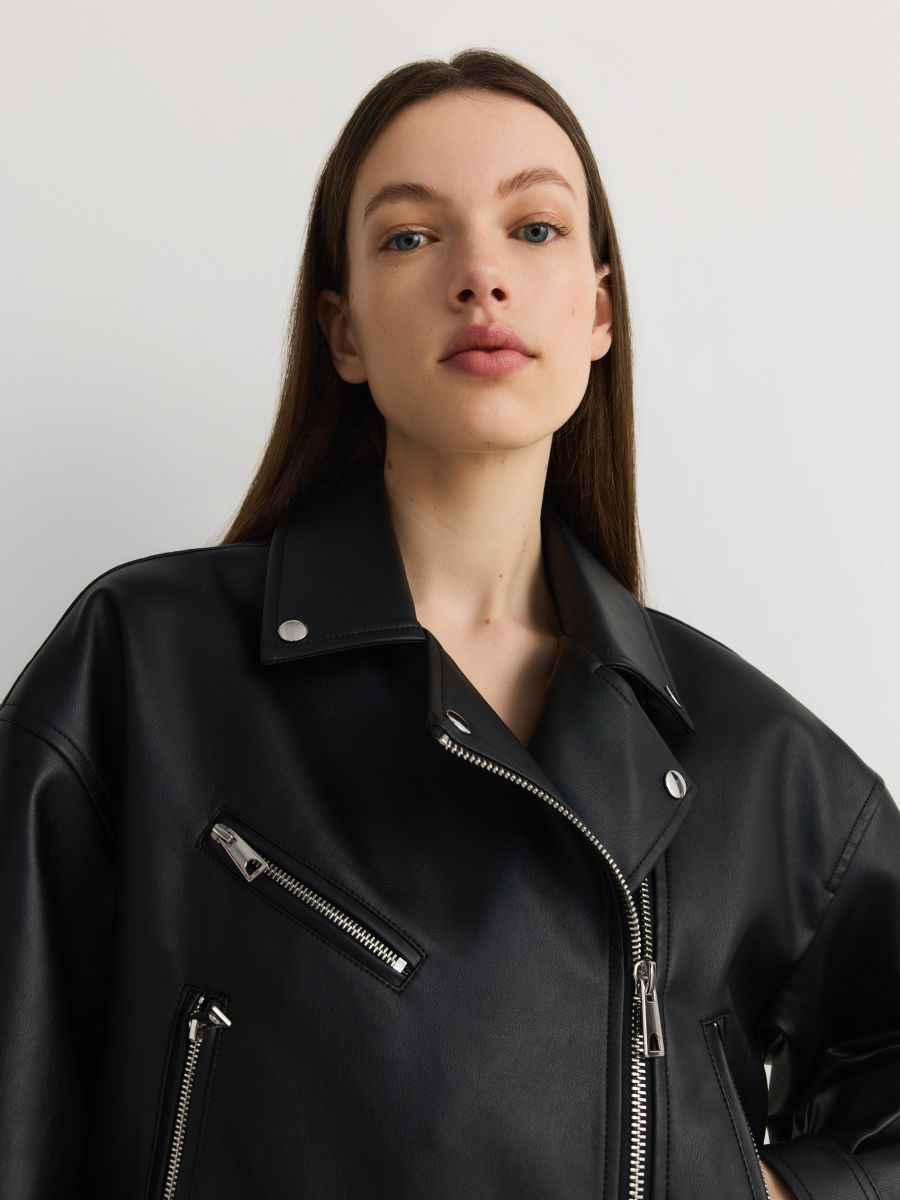 Biker jacket with belt - black - RESERVED - 5