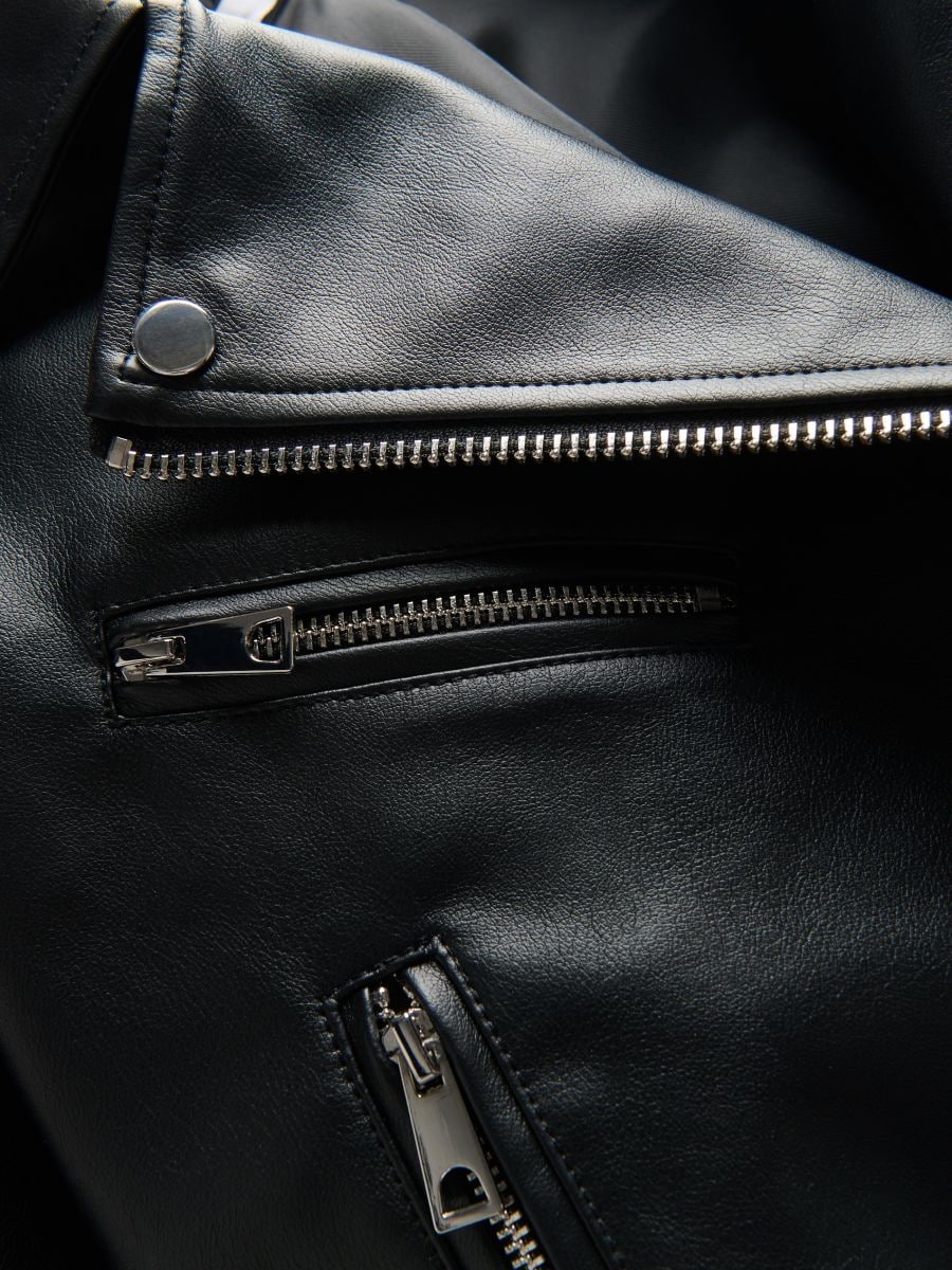 Biker jacket with belt - black - RESERVED - 9