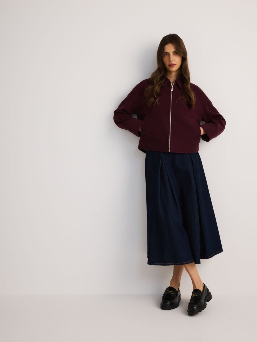 Felt jacket with collar - mahogany - RESERVED - 5