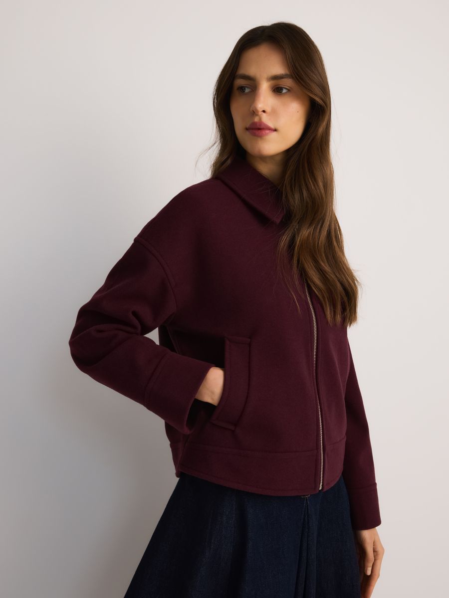 Felt jacket with collar - mahogany - RESERVED - 4