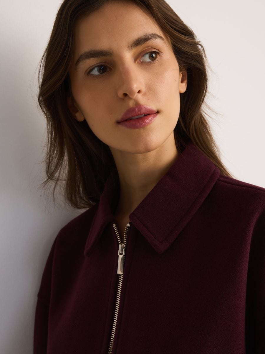 Felt jacket with collar - mahogany - RESERVED - 2
