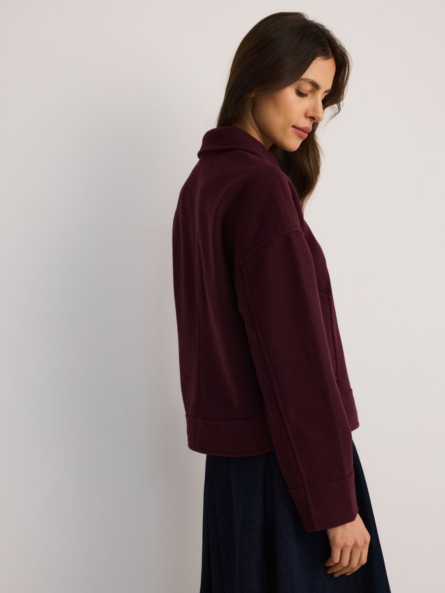 Felt jacket with collar - mahogany - RESERVED - 3